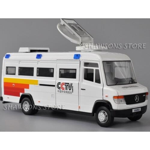1:32 Diecast Truck Model Toy Vario 816D MPV TV Station Vehicle Miniature Replica Sound & Light