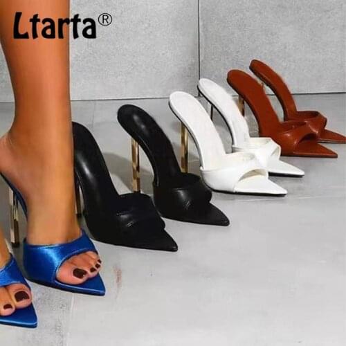 LTARTA Women Slippers High Heels Slippers Sandals Flip Flops Pointed Toe Slides Party Shoes For Women Sandals 35-42 WBL