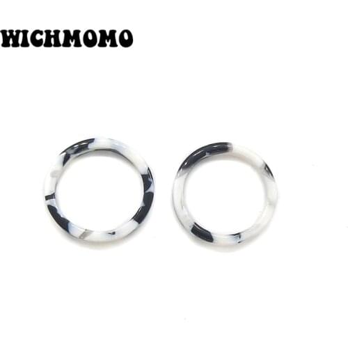 Fashion 6 Pieces 20mm High Quality Black White Acetic Acid Resin Smooth Charms Connectors for DIY Earring Jewelry Accessories