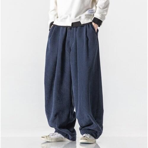 Mens Baggy Corduroy Pants Kung Fu Trousers Loose Wide Leg Hip Hop C4