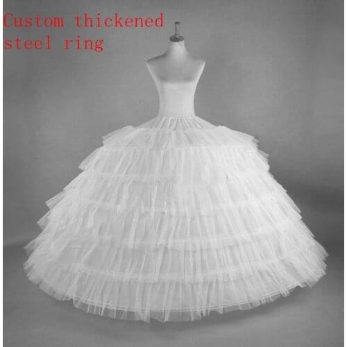 New 6 Hoops Big White Quinceanera Dress Petticoat Super Fluffy Crinoline Slip Underskirt For Wedding Ball Gown