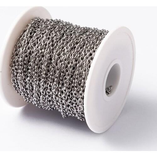 20M 3mm Plating 304 Stainless Steel Curb Twisted Chains Unwelded Link Necklace Chain for jewelry Making Findings Diy Materials