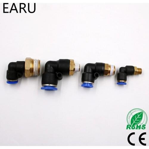 PL OD 4 6 8 10 12mm - 1/8'' 1/4'' 3/8'' 1/2'' Pneumatic Male Elbow Connector Tube Air Push In Fitting Plug Socket