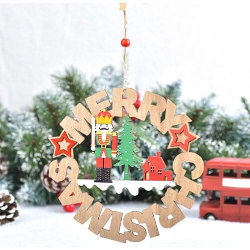 Christmas Soldier Pendant Wooden Painted Colorful Car Xmas Tree Drop Ornaments Decorations For Home Kids Toys Gift