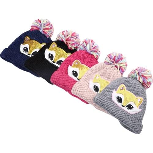 Baby Boy Hat Cute Pompom Baby Cap Beanie Autumn Winter Warm Knitted Children Girls Hats Solid Hairball Elastic Kids Caps Bonnet