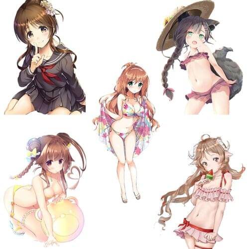 Three Ratels CDM367 Cute Underwear Sweet LOLI Anime Car Sticker Fuel Tank Cap&Rearview Mirror Waterproof Decal