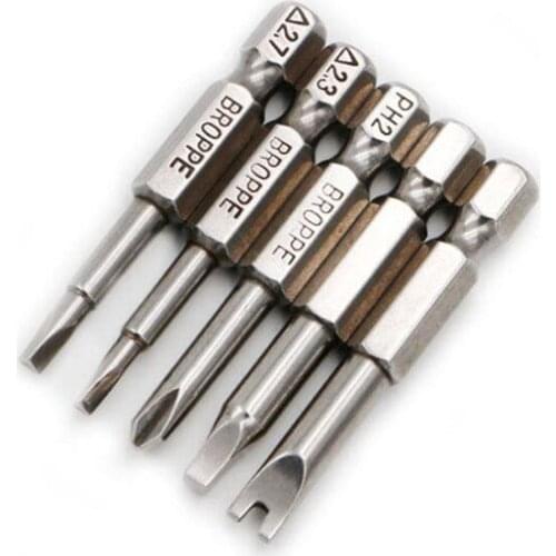 50mm S2 Special Screwdriver Bits Repair Tools Y U Shape Triangle Square 5-Pointed Star Electric Screwdrivers 1/4" Hex Shank