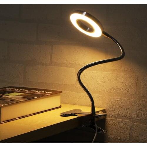 LED Desk Lamp with Clamp Dimmable Reading Light Eye-Care USB Table Lamp LED Bedside Lamp Baby Night Light Clip
