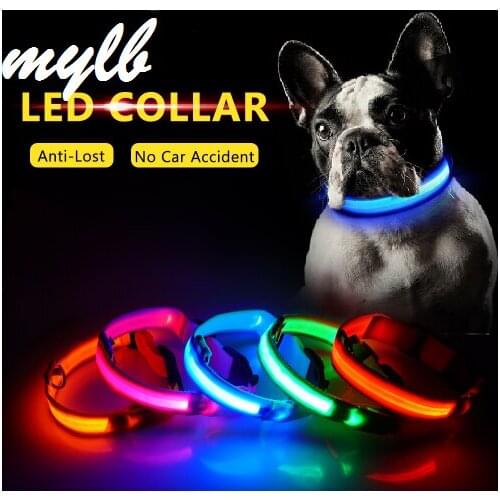 Mylb Glowing LED Dog Collar Anti-Lost Nylon Light Collar For Dogs Puppy at Night Cool Pug Dog Supplies Pet Products Accessories