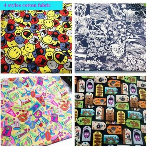 Nice Dress Fabric Cotton Cartoon Picture Digital printing Cotton Fabric Sewing Patchwork Diy Children T-shirt Bed Sheet 1meter