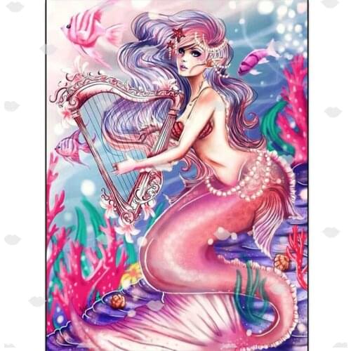 Cross Stitch Diamond Painting Mermaid,DIY Full Square Diamond Decoration Gift 5d Diamond Embroidery Mosaic Rhinestone A990