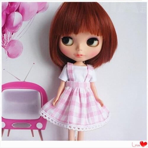 [wamami] 92# Cute Handmade School Pink Plaid Dress For Pullip Doll