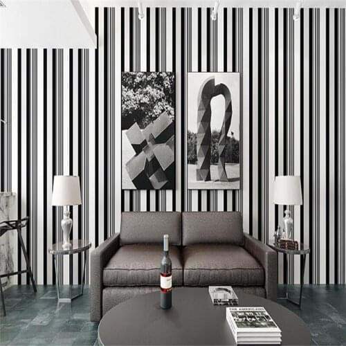 Wellyu Simple modern non-woven wallpaper black and white pinstriped living room bedroom study tv backdrop wall wallpaper