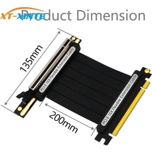 XT-XINTE PCIe 3.0 x16 PCI Express Riser Extender Cable Flexible High Speed 90 Degree GUP Riser Cable with LED for Graphics Card