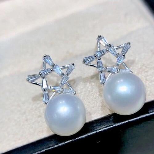 Star 925 Sterling Silver Earrings Findings Mountings Settings Jewelry Parts Fittings for Pearls Coral Jade Agate Beads Stones