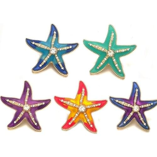 10pcs/lot New Snap Jewelry Vintage Starfish Metal 18MM Snap Buttons Fit DIY Snap Bracelets for Women Buttons Jewelry