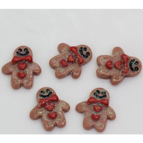 100/50pcs Cartoon Twinkle Glitter Snowman Biscuits Resin Cabochons Christmas Series For Children Toys Diy Accessories Craft