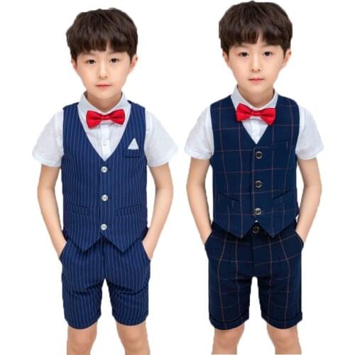 Boys Formal Tuxedo Dress Suits kids Weeding Vest Pants 2pcs Clothing Set Children Birthday Gift Boys Performance Costumes