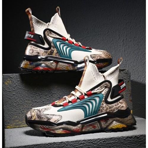 2021 Fashion Sock Men’s Sneakers Spring Breathable Running Shoes Men Graffiti Sport Shoes High-top Mesh Walking Jogging Shoes