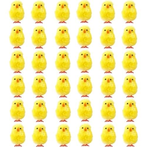 36Pcs Cute Simulation Mini Easter Chicks Fuzzy Fluffy Yellow Chicken for Easter Egg Hunt Basket Filler Party Favors Toys
