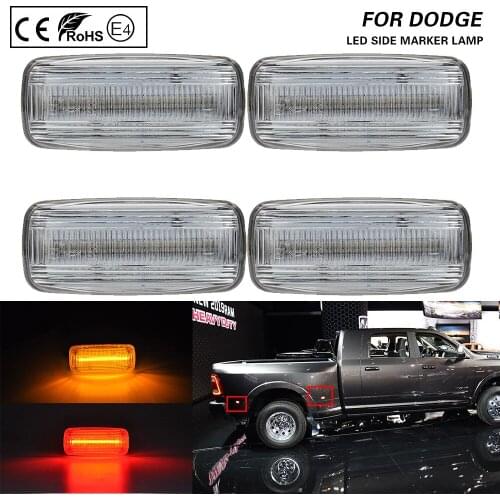 4X Side Marker Fender Marker Lamp Clear lens Front+Rear Amber/Red light FOR Dodge RAM 2500HD 3500HD Double Wheel 2010-2018