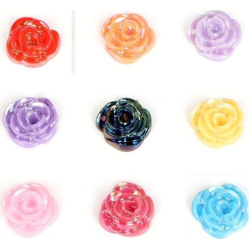 50Pcs 14mm Mixed Resin Rose Flower Flatback Cabochon Embellishments Scrapbooking Decoration Diy Craft Supplies Accessories 2021