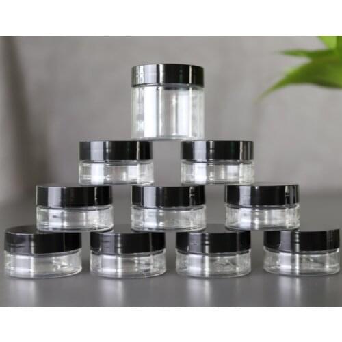 50pcs/lot 30ml 40ml 50ml 60ml 80ml Plastic Jar with Lids Screw Tin Clear Container Empty Cosmetic Cream Powder Pot Makeup Box