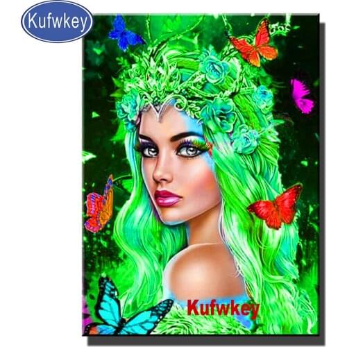 5d diy diamond painting"Beautiful girl"mosaic cross stitch Butterfly flower fairy embroidery diamond round square stones,Woman