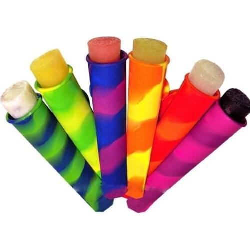6pcs/set Silicone Popsicle Mold DIY Ice Pop Maker Tube Tray Mold Frozen Ice Cream Jelly Lolly Mould With Lids Maker Mold