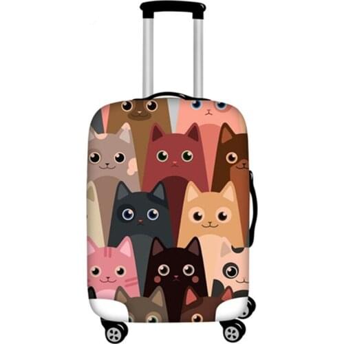 ELVISWORDS Cartoon Lovely Cat Luggage Protective Cover Protective Travel Suitcase Cover for 18-30 Inch Trolley Case Rain Cover