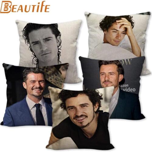 New Orlando Bloom Pillowcase Bedroom Home Decorative Cover 45x45cm Square Zipper Pillow Cases Cotton Linen Fabric No Fade