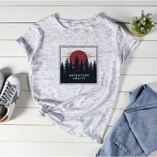 Women T Shirt Summer Cotton 5XL Plus Size Short Sleeve Oversized Woods Print Casual Harajuku Woman Tshirts Tops Graphic Tees