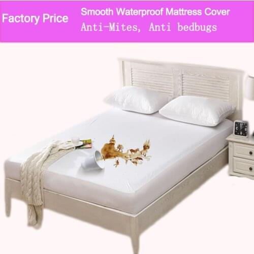 Smooth Waterproof Mattress Protector Cover For Bed Solid White Wetting Breathable Hypoallergenic Protection Pad Cover Anti-mites
