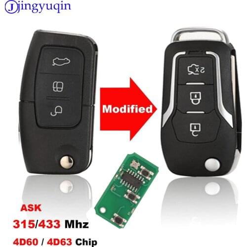 Jingyuqin Folding Key Remote Case Cover For Ford Fiesta Focus 2 Ecosport Kuga Escape C Max Ka 3 Buttons key Fob HU101 / FO21