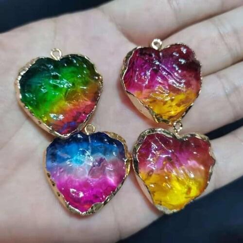 Natural Colorful heart Gem Moldavite Meteorite Glass Necklace Pendant Stone Reiki heals the mood