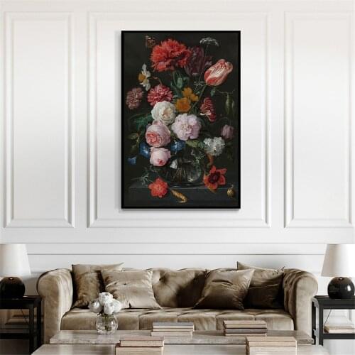 Still Life With Flowers In A Glass Vase Floral Canvas Posters Prints Abstract Wall Art Painting Decorative Picture Home Decor