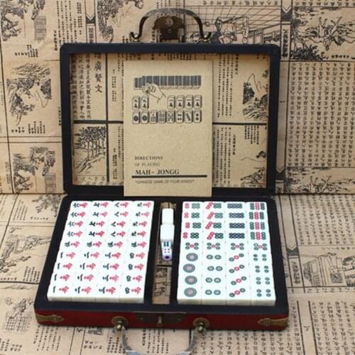 New Mini Chinese Toy Antique Mahjong Games Entertainment With English Instruction Four Wind Board Game Wooden Box Mah-jong