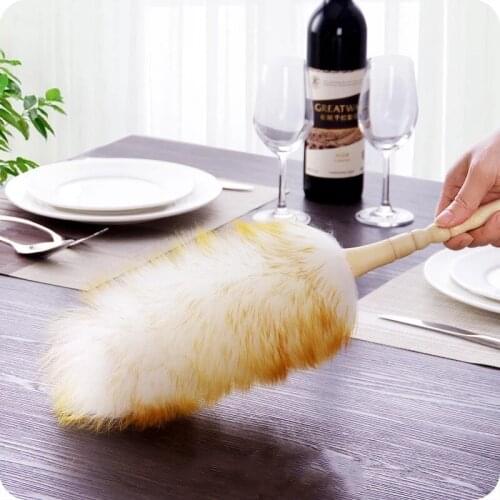 Onnfang wooden handle feather broom dust collector household dust collector, anti-static household cleaning dust brush Tool