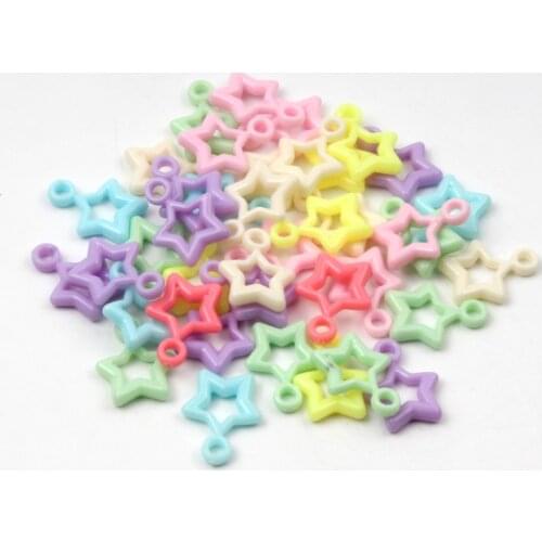 50Pcs/lot Candy Color Plastic Star Shape Charms for Jewelry Making Charms DIY Bracelet Earrings Pendant Handmade Accessories