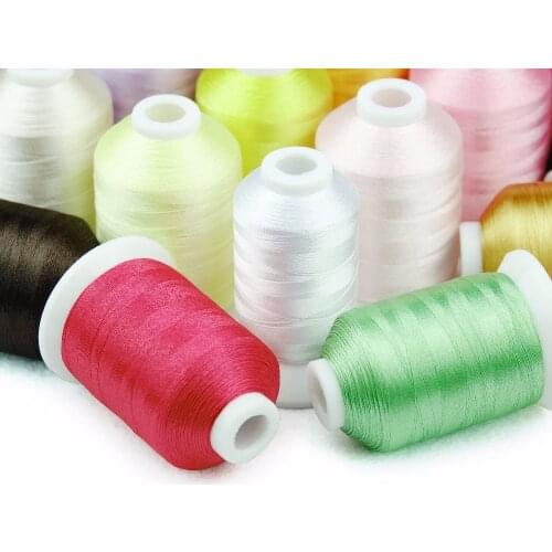 Popular 23 Brother color machine embroidery thread 1000m/cone + 1 white bobbin fill thread for home embroidery machines