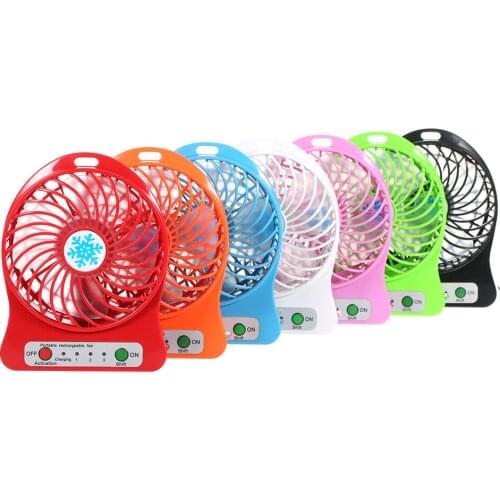 Portable Rechargeable LED Light Fan Mini Desk USB Charging Air Cooler 3 Mode Speed Regulation LED Lighting Function