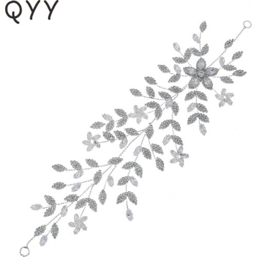 QYY Fashion Rhinestone Headbands for Women Accessories Silver Color Headband Bridal Wedding Hair Jewelry Prom Headpiece Gifts