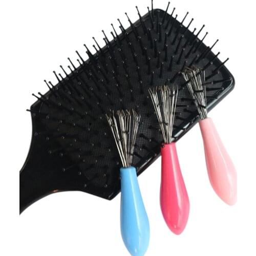 Practical Hair Care Styling New Hair Brush Comb Cleaner Embedded Tools Plastic Cleaning Removable Handle Cleaning Brush Handle