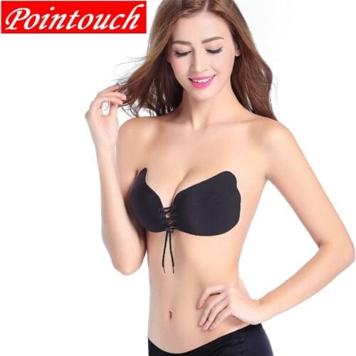 POINTOUCH Sexy Strapless Push Up Bra Lissom Backless Women Breathable Underwear Silicone Invisible Wire Free Wedding Party Bra