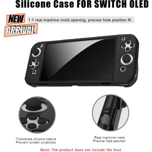1 Pcs Dust Proof Protective Cover Anti-Slip Handle Sleeve Silicone Case Shell Compatible with Nintendo Switch OLED Game Console