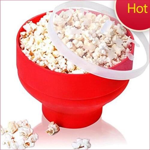 Silicone Popcorn Bowl Reusable Microwave Popcorn Bucket Heat Resistant Breathable Popcorn Maker Baking wares Kitchen Accessories