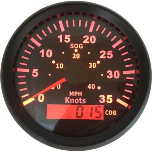 1pc 0-40MPH GPS Speedometers 85mm Speed Gauge 0-35knots GPS Current Meter 9-32V Use for Boat Auto with Red Backlight and Antenna
