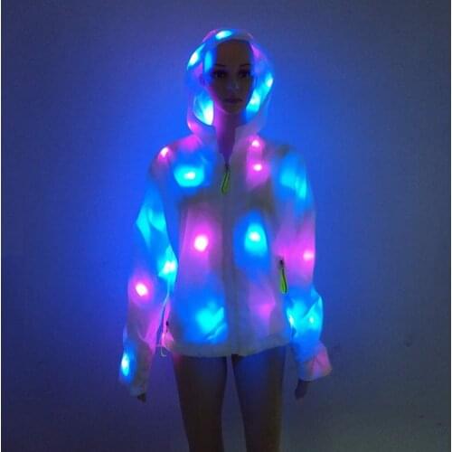 Led Lighting Jacket Coat/ Couple Coat /Reflective Fluorescent Nightclub Clothes Halloween Costumes Stage Costumes Female