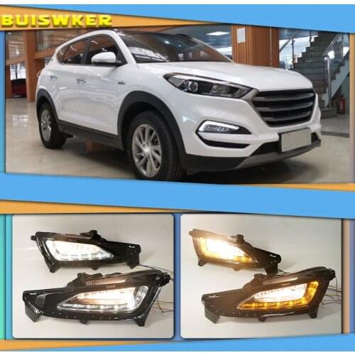LED Daytime Running Lights For Hyundai Tucson 2015 2016 2017 2018 Daylight 12V DRL foglights headlight body kits Car Styling