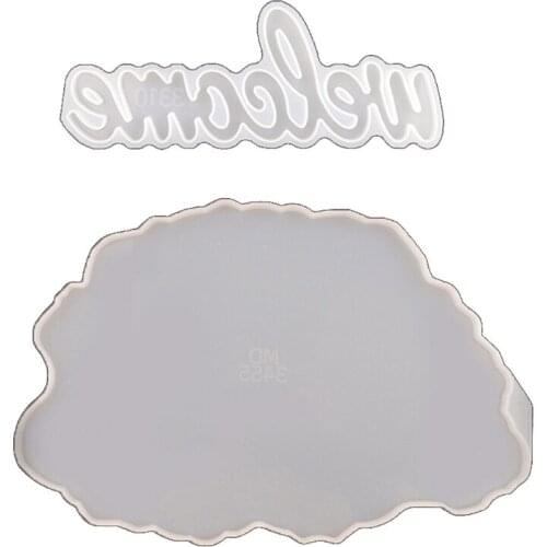 T5UF 2 Pcs/Set Crystal Epoxy Resin Mold House Door Hanging Plate Silicone Mould DIY Crafts Decorations Pendant Making Tool